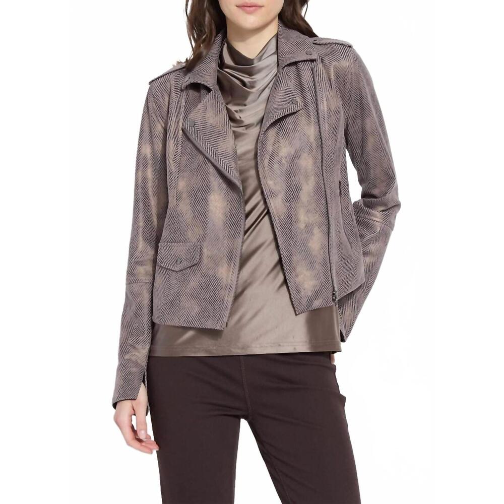 NEW LYSSE amelia moto jacket in copper chevron